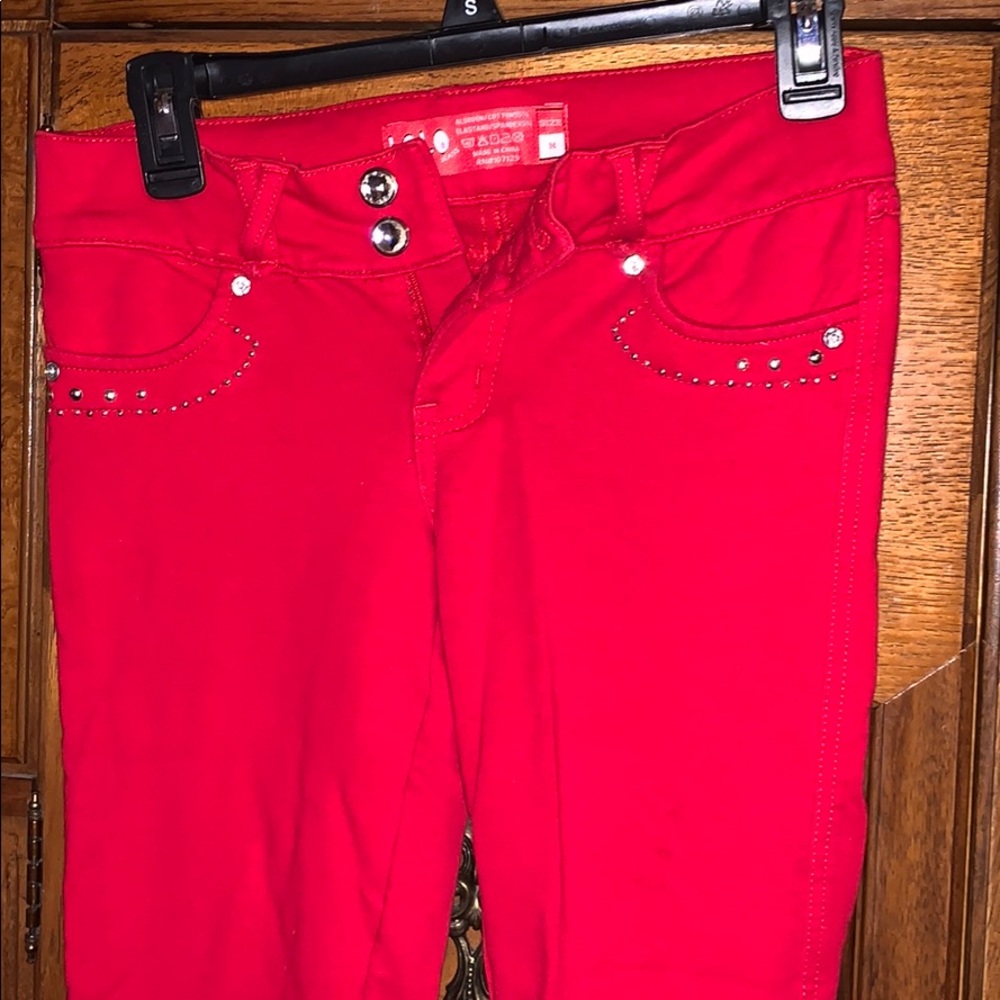 Red jeweled jeggings